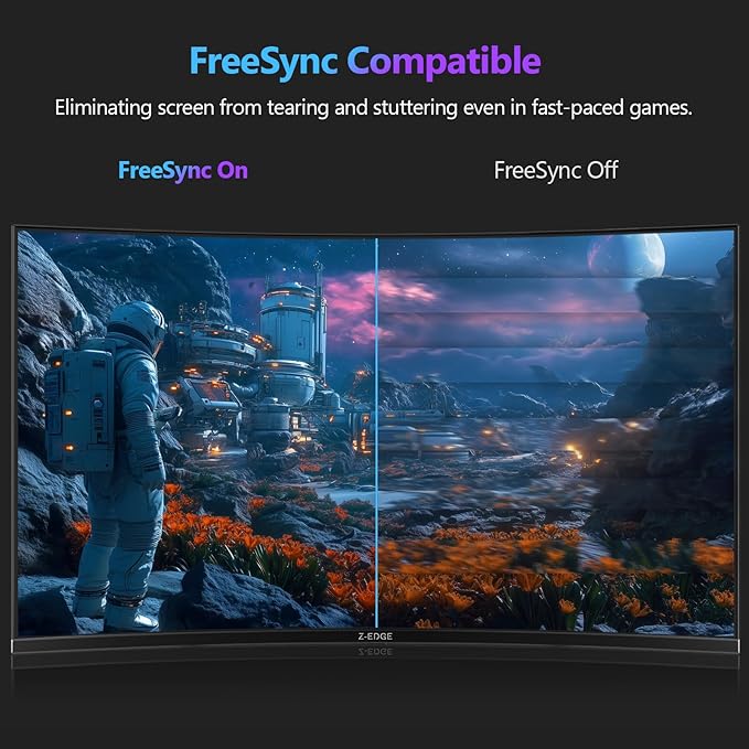Z-Edge 27 inch Curved Gaming Monitor, QHD 1440P 165Hz 144Hz Curved 1500R Computer Monitor, MPRT 1ms Monitor Gaming, 16.7M Colors, UG27Q Frameless Bezel, 2X DP 1.4 Ports and 2X HDMI 2.0 Ports