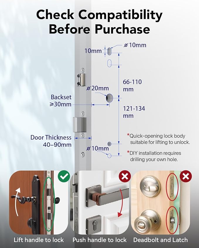 Smart Door Lock Fingerprint Door Lock with Keypad，Smart Lock for Front Door Children Proof IC Card,40–90mm Multipoint Locks (Not Suitable Patio Mortise Lock)（Apollo Black）
