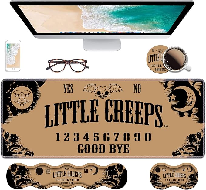 Ergonomic Keyboard Wrist Rest & Mouse Pad Wrist Rest Set, Large XXL Gaming Desk Mat 31.5"x 11.8" with Non-Slip Base, Memory Foam, Easy Typing Pain Relief for Home & Office, Ouija Board