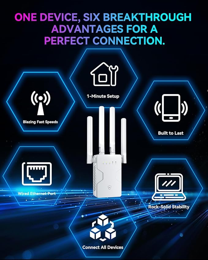 2026 New WiFi Extender Internet Booster for Home, Long Range up to 18ksq.ft, Wireless Internet Repeater Routers Signal Amplifier for Home, 15X Speed Access Point Ethernet Port, Mesh WiFi, 1-Tap Setup