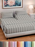 Split Head King Sheet Set – 4 Piece Flex Split Top King Sheets for Adjustable Beds - Fits 14” to 16" Mattress w/ Deep Pockets - Breathable & Cooling - Luxury Bedding and Wrinkle Free - Grey Stripes 3