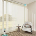 Blindify Motorized Sheer Vertical Blinds, Light Filtering Smart Rechargeable Vertical Window Blinds for Sliding Glass Door Customize(Linen Beige)