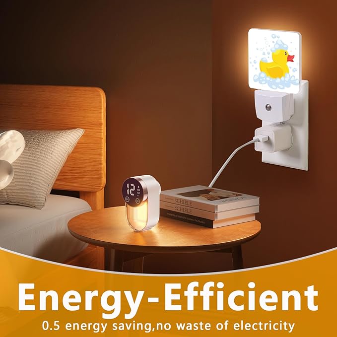 GANTINIR Night Light, Plug-into Cartoon Duck Nightlight White LED Lamp, Energy Efficient Decor Desk Lamp for Bedroom Hallway Stairs Bathroom