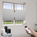 LEXEN Smart Top Down Bottom Up Honeycomb Shades WiFi Enabled Motorized Cellular Blinds Compatible with Alexa/Google Home Double Cellular Fabric Blackout Insulated Custom Sizes-White