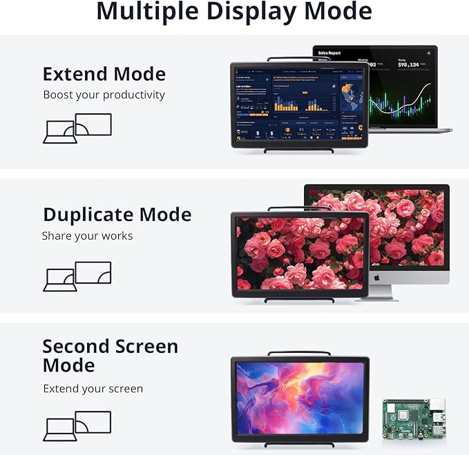 ELECROW 10.1 Inch Portable Monitor - IPS Capacitive Touchscreen Monitor with HD VGA Port，1920x1080P LCD Display Built-in Dual Speakers Touch Sceen for Raspberry Pi 5/4/3, PS Xbox, Windows 11/10/8/7