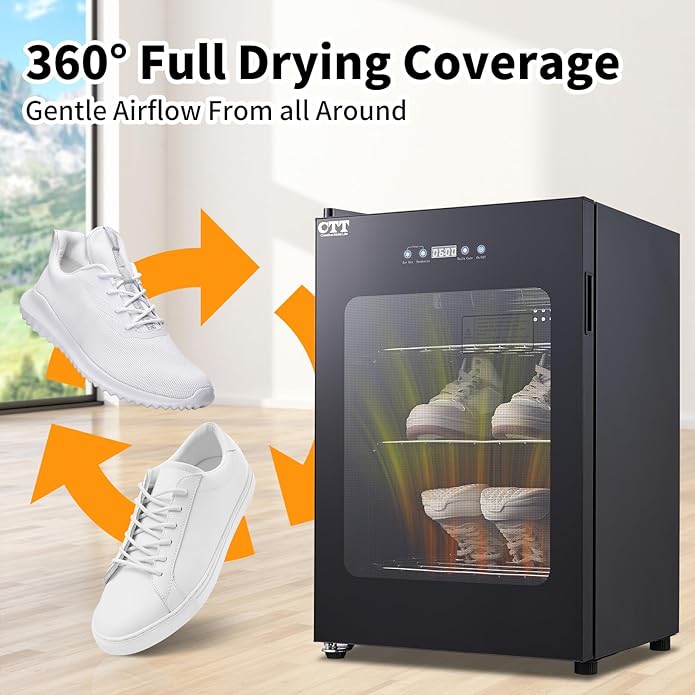 CTT 2.4 Cu.Ft Boot Dryer for Work Boots, Shoe Dryer for Sneakers, Gloves, Helmet & Boxing Glove, Electric Boot Dryer with Pull-out Detachable Rack, 3 Drying Mode, Timer, Auto-shut Off