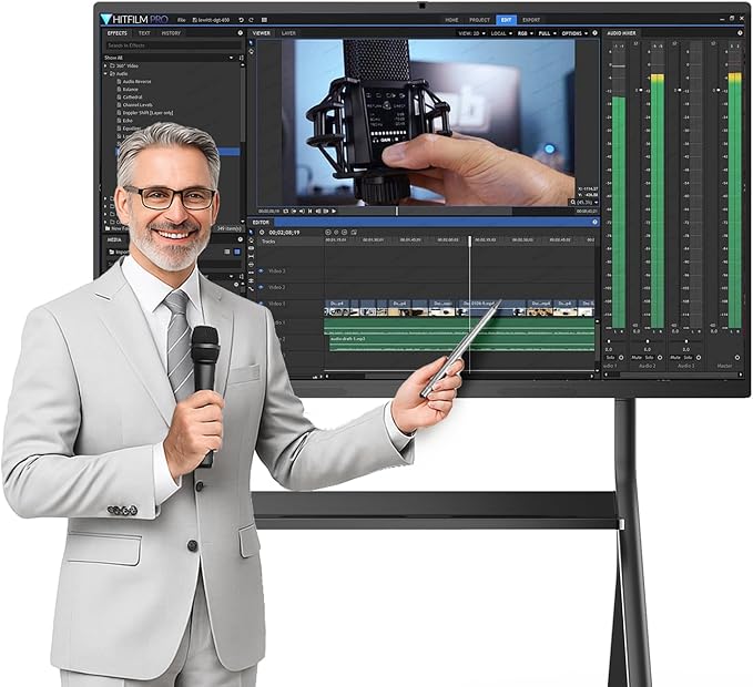 QIXZOCV 85" Smart Board, 4K UHD Interactive Board, 20-Point Touch, Android 13, 8GB & 128GB, Screen Sharing, Bluetooth/WiFi/HDMI, All-in-One Meeting & Education Solution (Wall Mount Included)