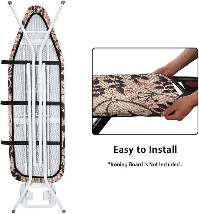 ZCFYGDX Ironing Board Cover with William Morris Prints, Washable Elastic Fabric, Heat-Resistant and Breathable, 3 Nylon Buckle Straps Fastening, Fits for Various Standard Sizes, 17x49 Inch