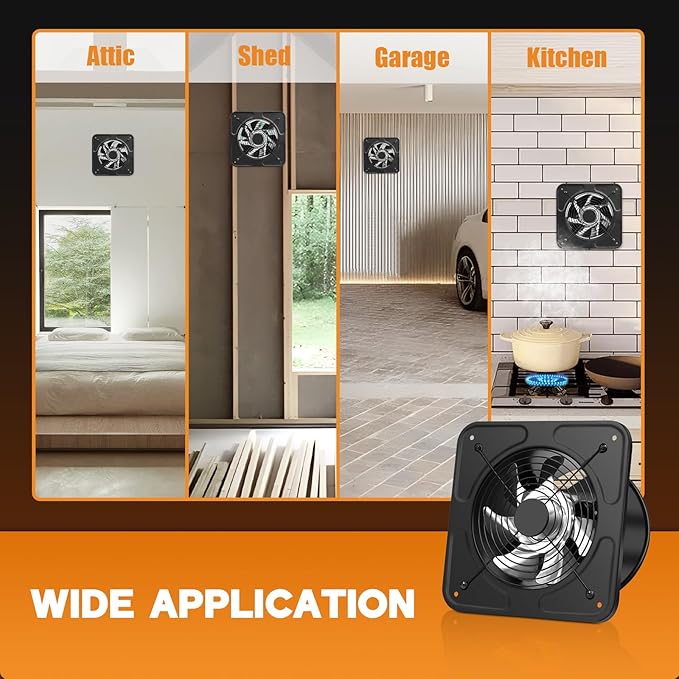 YOZON 8-Inch Kitchen Exhaust Fan with Switch, 700CFM Garage Exhaust Fan, Ventilation Fan with Backdraft Damper for Attic, Workshop, Window, Smoking Room