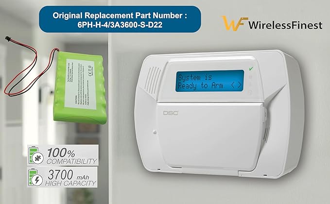 Replacement Battery+Tool for ADT DSC IMPASSA 9057 SCW9055 SCW9057 BH7236-SS 17000145 17000152 Wireless Home Security System Alarm Control Panel DSC 6PH-H-4/3A3600-S-D22, Fix Low Battery Power Issue