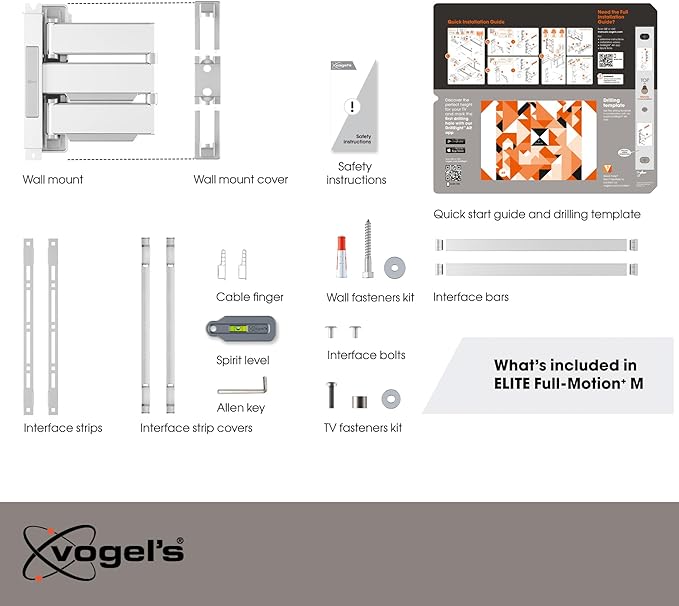 Vogel's TVM 5445 Full-Motion Ultra-Thin TV Wall Bracket for 32-65 inch TVs, Max. 77 lbs, Swivels up to 180°, Full-Motion TV Mount max. VESA 400x400, Universally Compatible