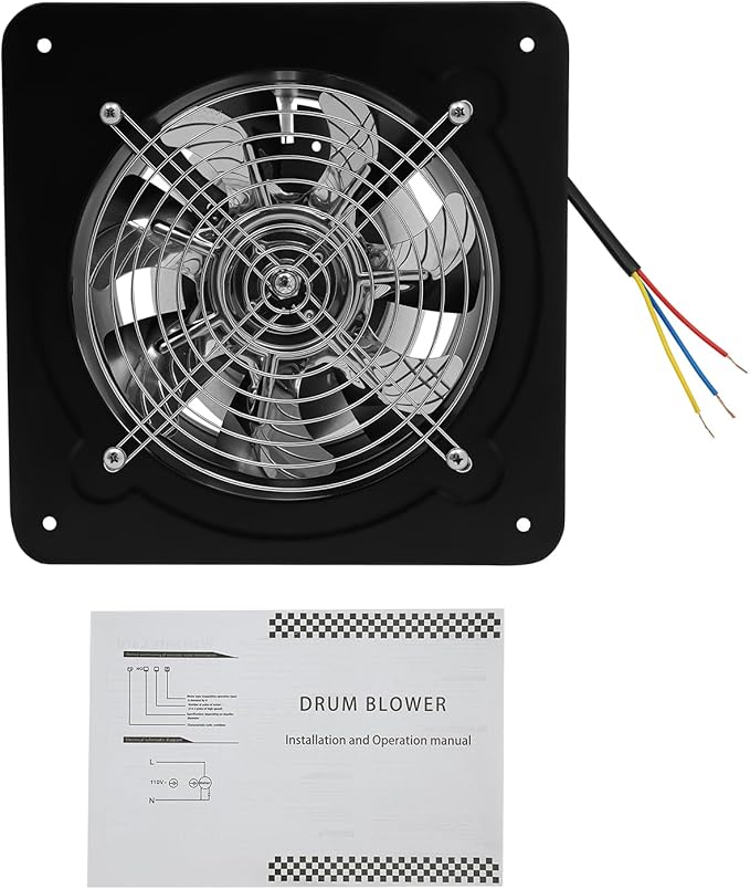 XUFOPLY 7.68 Inch Exhaust Fan, 110V 80W Wall Mounted Vent Fans 2600RPM Kitchen Bathroom Windows Fan Metal Extractor Fan for Attic, Garage, Window Ventilation (Black, 7.68 Inch)