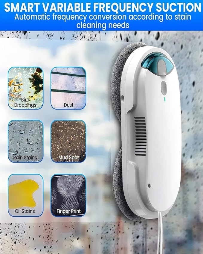 HIXZAP Smart Window Cleaning Robot with bidirectional ultrasonic Spray & 85ml Tank - Automatic Edge Detection, 2400-3200pa Strong Suction, Anti-Drop Protection for Effortless Cleaning