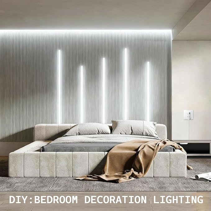 CHNMALITAI Under Cabinet LED Lighting kit, 6 PCS 6500K White LED Strip Lights Penetrable Wood Touch Dimmable COB LED Strip with 60W Adapter for Kitchen Cabinet,Counter,Shelf,TV Back,Showcase