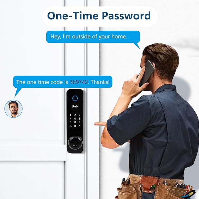 UMIK UMIKSMART Smart Door Lock, Keyless Entry Fingerprint Door Lock with Knob, Electronic Smart Door Knob with Digital Keypad, App Remote Control, WiFi Smart Deadbolt Lock for Front Door, Matte Black
