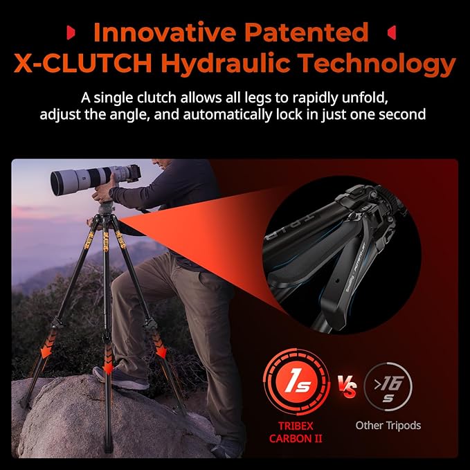 SmallRig x Potato Jet Tribex Hydraulic Carbon II Tripod Fast Extend Camera Travel Tripod, Low Angle Photograph to 5.9in/15cm, Max Height 61in/155cm, Weight 5.7lbs, Load up 55lbs -5756