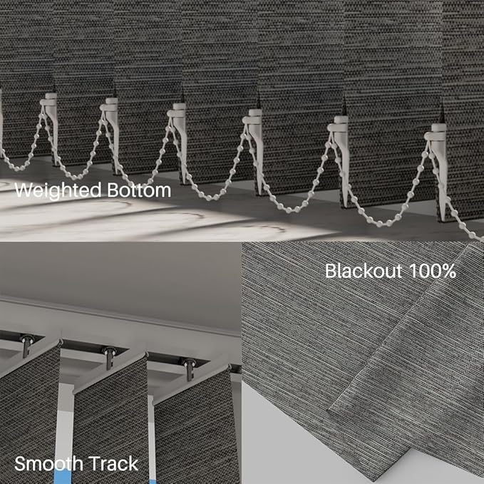 Blindify Motorized Vertical Blinds Compatible with Alexa Google Home, Blackout Sliding Door Shades Smart Vertical Blinds Remote Control Customize, Coffee