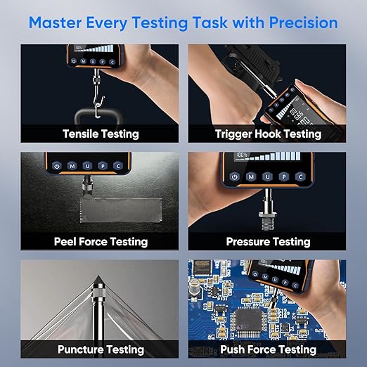 GOYOJO Digital Force Gauge 500N&110LB with Extra-Large Screen and Bold Font, High Precision Multi-Unit Display for Push-Pull Testing, Trigger Pull Measurement, and Industrial Quality Control