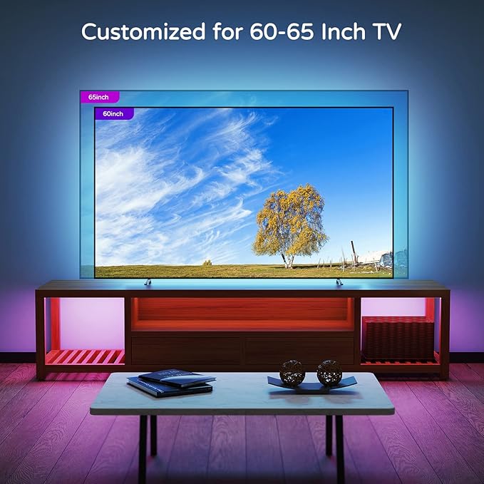 HAMLITE TV Led Backlight 60-65 Inch TV,15Ft TV Lights Behind Monitor HDTV Work Space Decor-20 Colors Changing TV Bias Lighting for Gaming,Living Room Decor