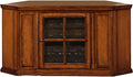 Opal Corner TV Stand for 50 Inch TVs, 46 Inch, Burnished Medium Oak, Space-Saving with Adjustable Shelf and Glass Door, Wood Entertainment Console – Leick Home, 88285