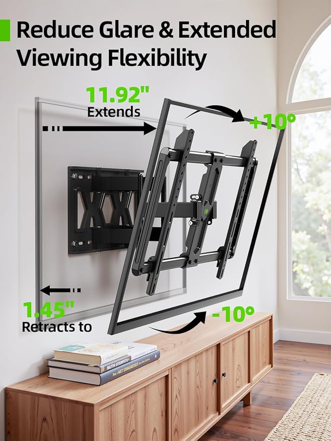 USX MOUNT Ultra Slim TV Wall Mount for Most 37-90 inch Television, Full Motion TV Mount Dual Swivel Articulating Tilt 6 Arms, Up to 120lbs, VESA 600x400mm, Max 16" Wood Studs, XML612-K