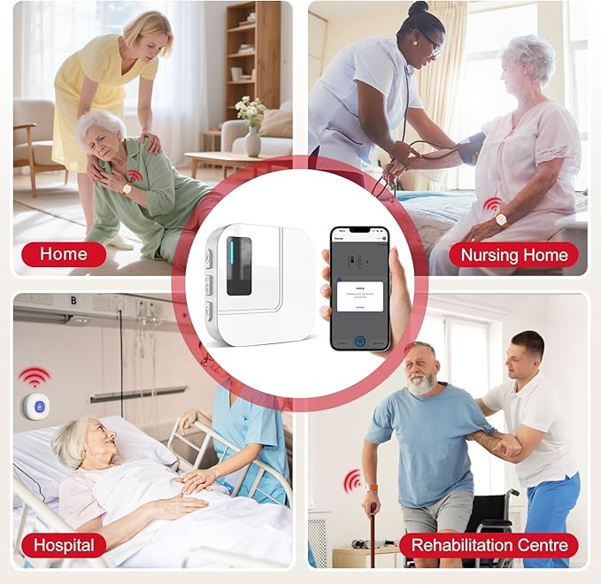 CallToU Wi-Fi Wireless Caregiver Pager Call Button for Elderly at Home , APP Emergency Alert for Seniors, Patients, and The Disabled (TY01WH-US 2-1)