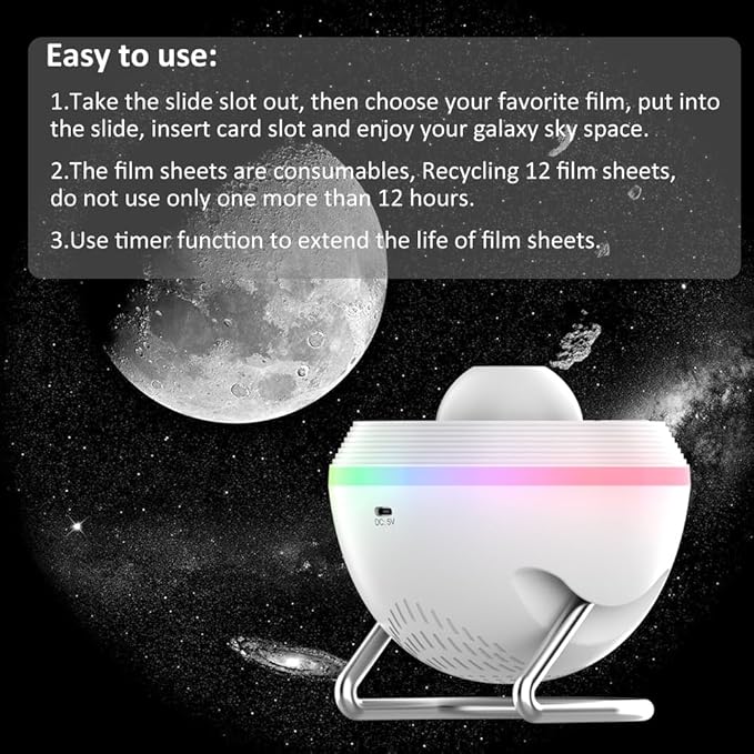 Galaxy Projector for Bedroom, 13 in 1 Planetarium Projector with Meteor, LED Space Galaxy Lamp, Night Lights Room Decor for Kids Adults Birthdays Gifts - White