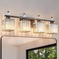 FDPBY Vanity Lights 4-Light Modern Crystal Vanity Light Sand Black Bathroom Light Fixtures Over Mirror Crystal Bathroom Vanity Lighting Fixtures