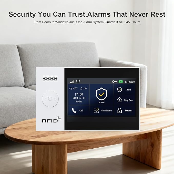 PGST Wireless Home Security Systems,Alarm System with 4G SMS/Tuya App Instant Alerts,Motion Detector,Door Alarm Sensors,Remote for Home,Villa,Apartment,No Monthly Fee (A107F-US-B)