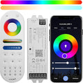 XXK LM091+WB5 WiFi Remote Controller Kit for RGB CCT RGBW Dimming LED Strip Lights, 4-Zone RF Wireless Control + DC12-24V 5-in-1 LED Controller Compatible with Alexa Google Home Smart Life Tuya APP