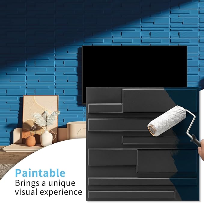 Art3d 20 Pack Decorative 3D Wall Panels, 19 Sq.Feet PVC Interior Wall Décor, 11.8"x11.8", Black