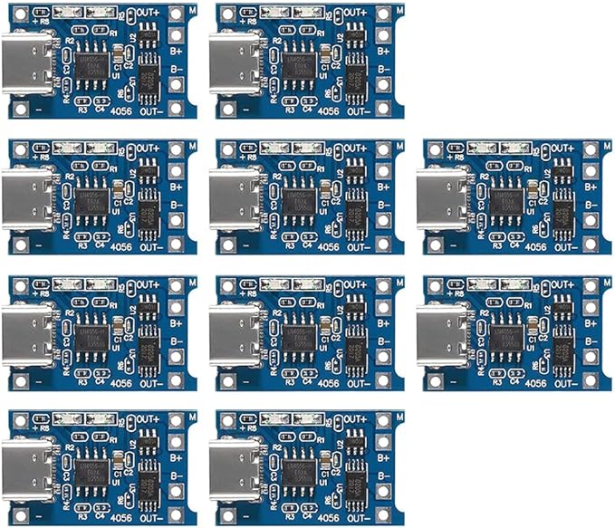 Gebildet 10pcs TP4056 Type-C Input Interface USB 5V 1A 18650 Lithium Battery Charger Module Charging Board with Dual Protection Function
