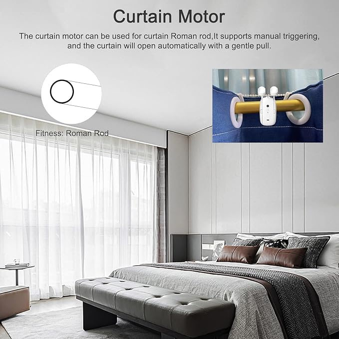 2PCS Tuya WiFi Intelligent Curtain Motor Electric Curtain Robot Automatic Opener No Wiring with Gateways Support APP Remote Control Timer Setup Temperature & Light Sensing Compatible with Home