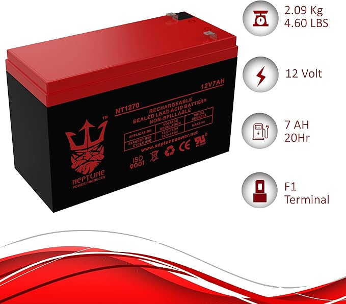 Neptune Power Products Brand NT1270 12V 7Ah Rechargeable Sealed Lead Acid Battery - Enduring 6-DW-7 UB1270-2 Pack Replacement Batteries
