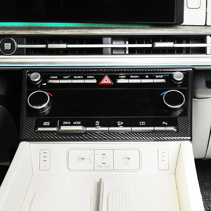 YOUTOOCAR Climate Control Panel Trim Frame Cover Compatible with Hyundai Santa Fe 2024–2025 Accessories (Carbon Fiber Pattern)