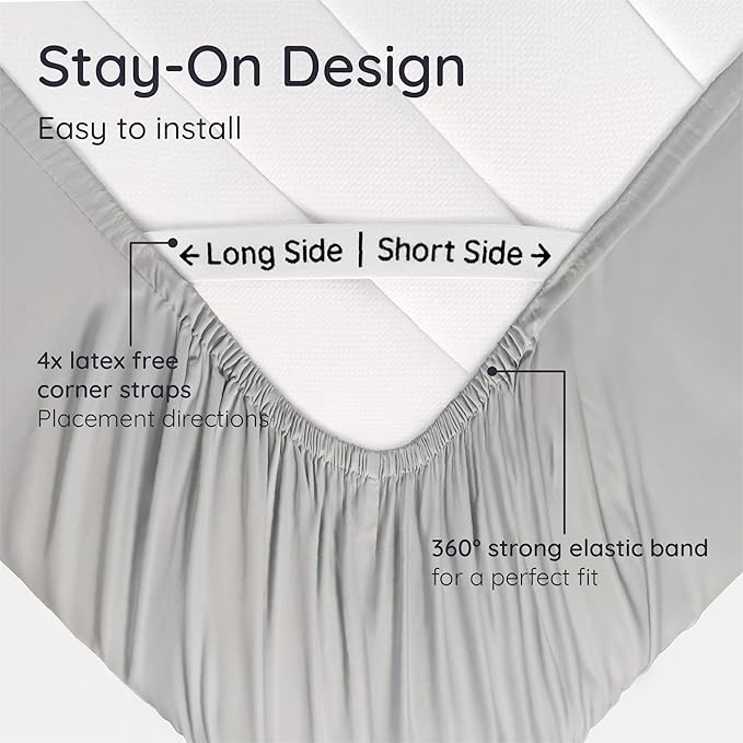 Bambaw 100% Viscose Derived from Bamboo Fitted Sheet Full Size, Cooling Fitted Sheet Full Size, 15’’ Deep Pockets Full Fitted Sheets Only, Ultra Soft Full Size Bottom Sheets Only (Moonlight Gray)