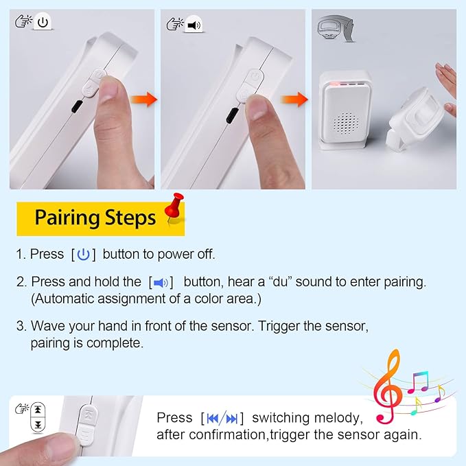 Cruxer Motion Sensor Alarm,Wireless Motion Detector Door Chime Doorbell for Home Store Business,Caregiver Reminder for Elderly,USB/Battery,Vibration