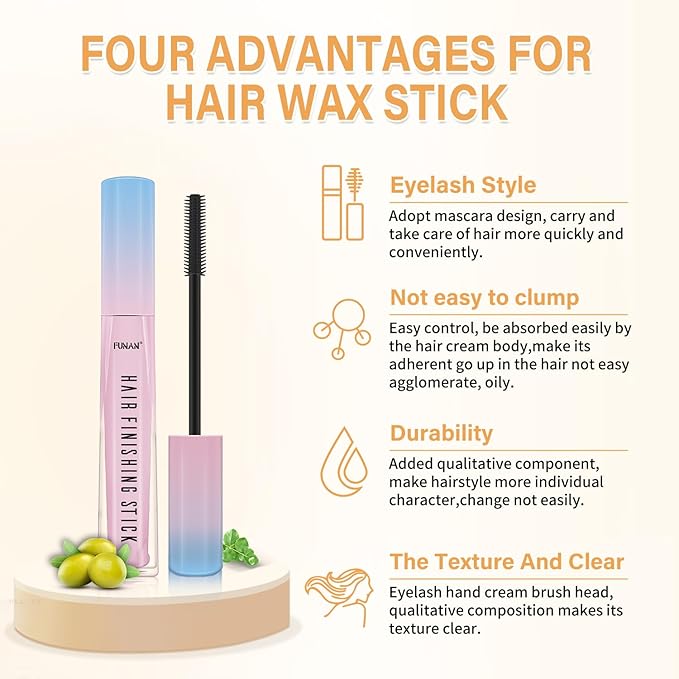 PasaRose 7Pcs Hair Wax Set for Non-Greasy Styling - Includes Wax Sticks, Finishing Sticks, Styling Combs, and Elastic Bands