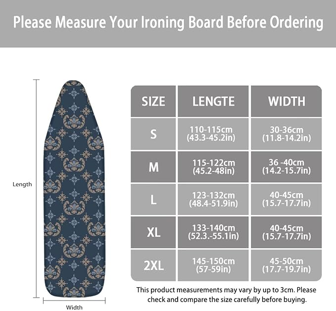 ZCFYGDX Breathable Ironing Board Cover,Resist Scorch Polyester & Staining,Wear & Soil Resistant Covers, Easy Installation 3 Fasteners,Elastic Edges (18 x 58 inch) Oil Painting White Daisy Print
