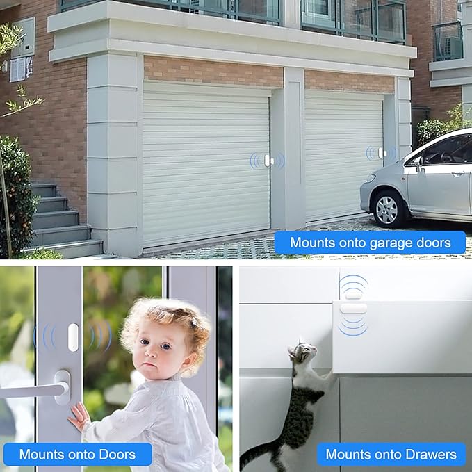 WiFi Door Sensor: Smart Door Open/Closed Detectors, Wireless Window Sensor with App Notification Alert, Contact Sensor for Home Security, Compatible with Alexa Google Assistant (2pack)