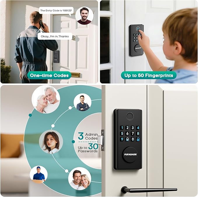 Keyless Entry Door Lock Deadbolt,Upgraded Electronic Deadbolt Smart Lock with Tuya App Control & 4 Keys,High Security Smart Lock,Digital Keypad Door Locks,One-time Code, Auto-Locking,Easy to Install