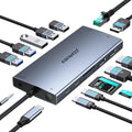 USB C Laptop Docking Station Dual Monitor for Dell XPS/HP/Lenovo/Surface, 15 in 1 USB C Hub 3 Monitor Adapter Dock with 8K DisplayPort, 2 HDMI 4K@60Hz, 6 USB A/C, 100W PD, Ethernet, SD/MicroSD