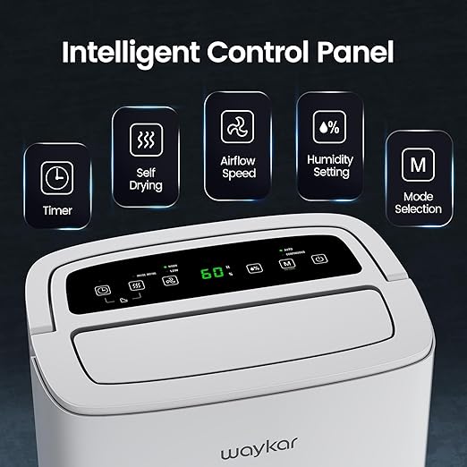 Waykar 120 Pints 2025 Energy Star Home Dehumidifier for Spaces up to 6,000 Sq. Ft at Home, in Basements and Large Rooms with Drain Hose, Handle, Auto Defrost and Self-Drying