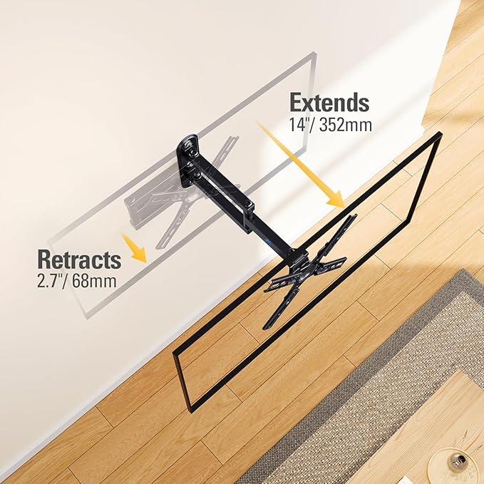 Mounting Dream Monitor Wall Mount for Most 17-39 Inch (Some up to 42 inch)，UL Listed TV Mount TV Bracket with Articulating Arms Tilt Swivel Extension Rotation, Up to VESA 200x200mm and 33 lbs, MD2462