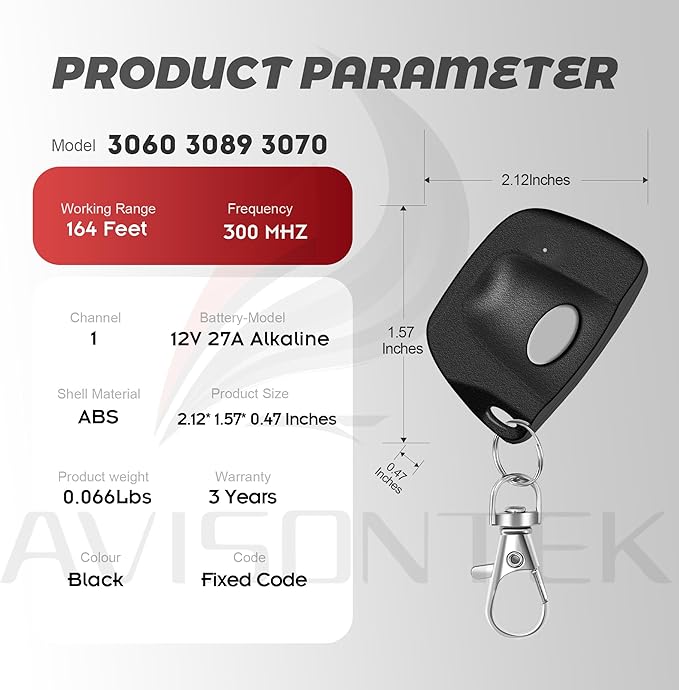 2 for Multi-Code 3089 3060 3070 MultiCode 308911 Linear MCS308911, 10 Dip Switch Gate Opener Remote 300MHZ, Multi Code Garage Door Opener【10-Year-Warranty】