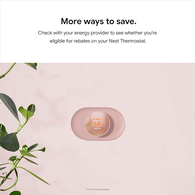 Google Nest Thermostat - Smart Thermostat for Home - Programmable Wifi Thermostat - Sand