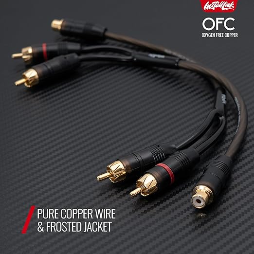 Install Link RCA Audio Cable for Subwoofer or Stereo Cable, Y Adapter 1-Female to 2-Male Splitter, 2pk