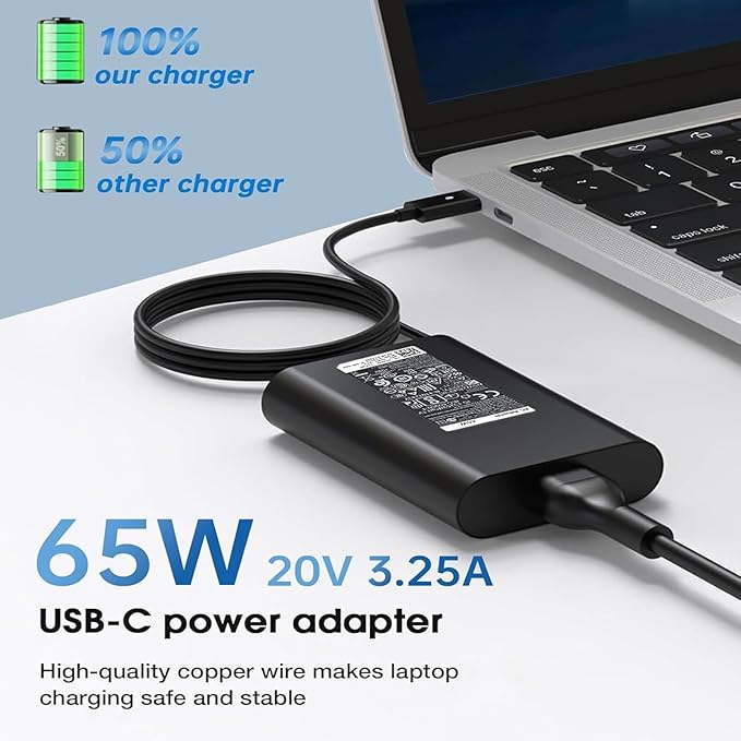 65W Type c USB c Ac Charger Compatible with Dell xps 13 9360 13 9365 2in1 13 9315 9320 5420 5290 5480 5491 5495 5520 5530 5580 5590 5591 7280 7290 Power Adapter Supply Cord