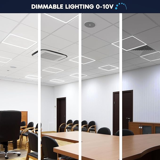 LED Energy Plus 2x2 FT Edge-Lit Frame LED Panel Lights,5CCT Selectable 3000K-6500K, 2600/3900/5200LM,20W/30W/40W Switch, Grid Drop Ceiling Lights,0-10V Dimmable,Damp Rated,100-277V,ETL Listed (6 Pack)