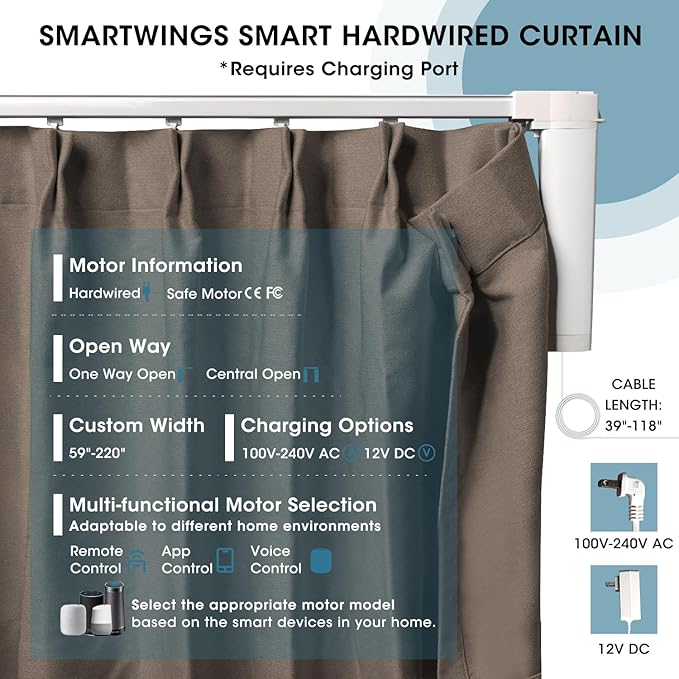 SmartWings Automatic Curtain Opener with Drapery, Motorized Vertical Blinds with Remote, Electric Closet Doors Sliding Panels Compatible with Alexa Google Homekit, 90% Blackout Coconut Brown